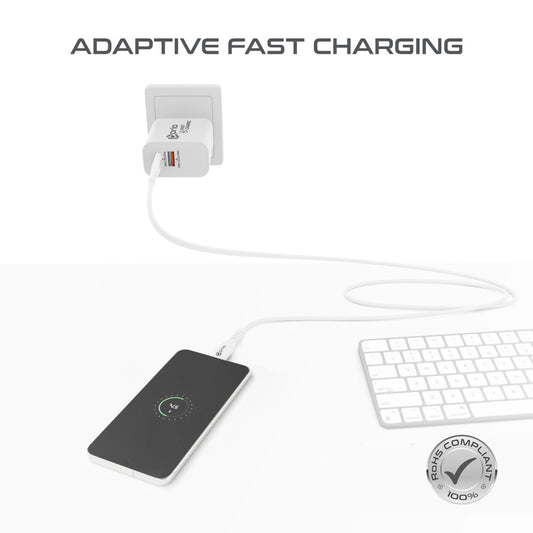 prio fast charging and data transfer kit (20W charger + USB C - USB C cable) white