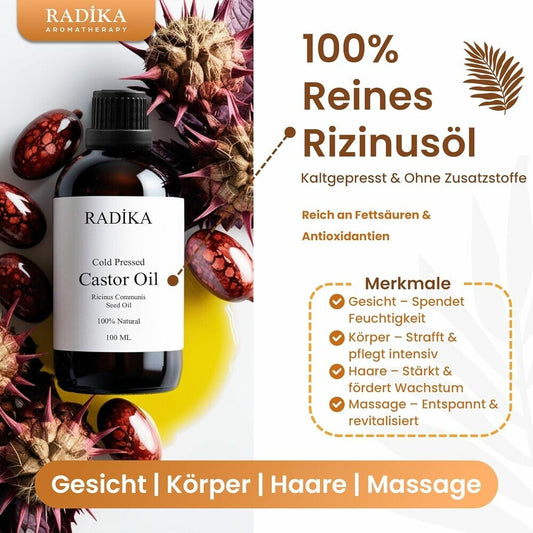 Rizinusöl, ätherisches Öl, 100% Rein, BIO, natürlich, 100 ml