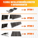 PV-UNIVERSALHALTER KOMLETTSET ZUR MONTAGE VON EINEM PV-MODUL AN GELÄENDER/WAND