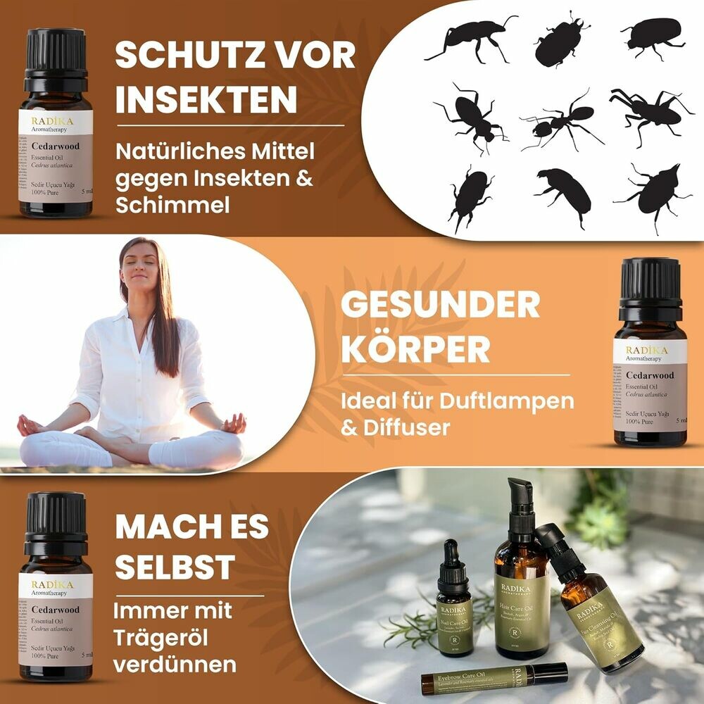 Zedernholzöl, ätherisches Öl, 100% Rein, BIO, natürlich, 10 ml