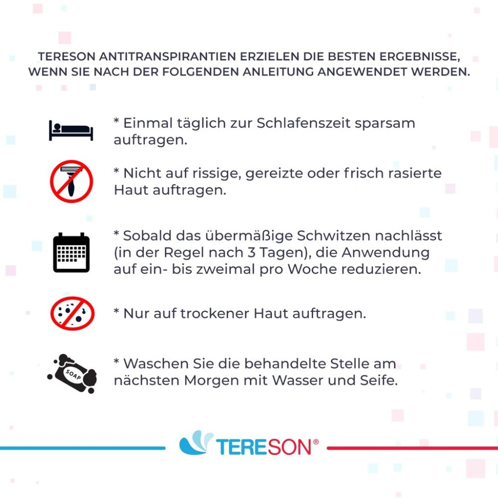 Tereson Antitranspirant Spray 50 ml, stark gegen Schwitzen an Achseln und Händen x2
