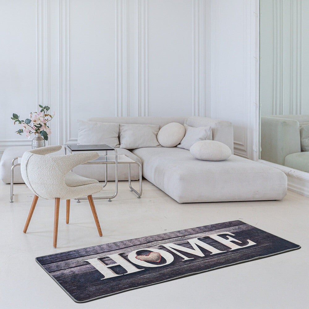 miqna Teppich Moderner Küchenteppich Gel Läufer Grau Weiß Schwarz 60x150 cm Hauptbild