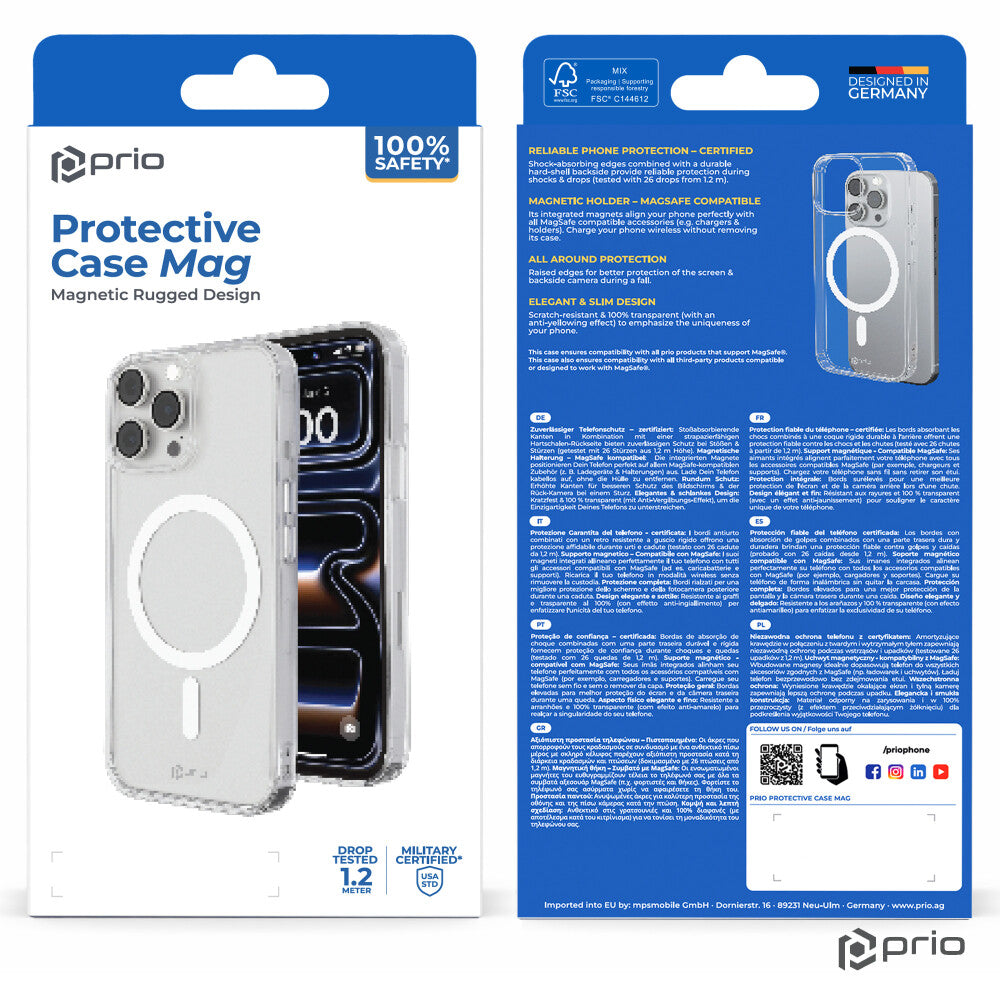 prio Protective Case MAG für iPhone 16 Pro (6,3 Zoll) klar