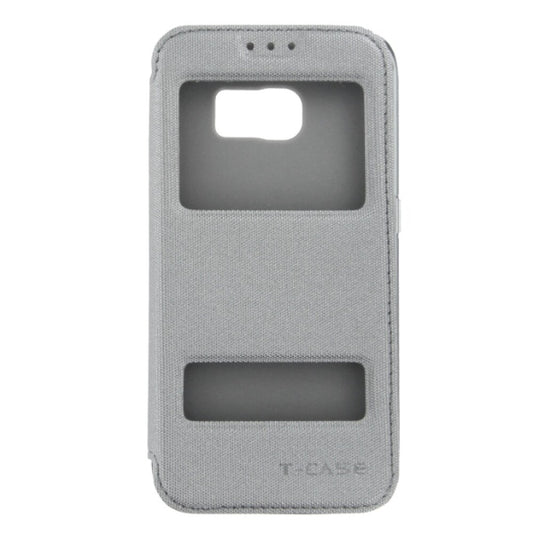 T-CASE Lux Magnet Flip Schutzhülle / Handytasche Samsung S6 Edge grau