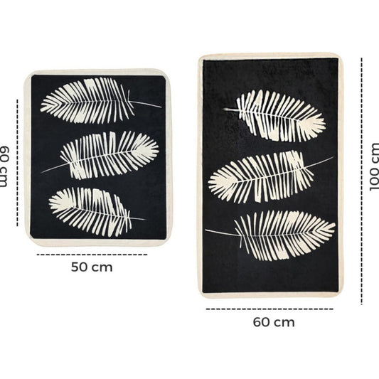 Miqna 2-tlg. rutschfestes Badteppich Set , waschbar (60x100 & 50x60 cm)
