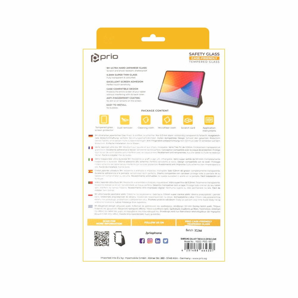 prio screen protector glass for Samsung Tab A 8.0 (2019) transparent